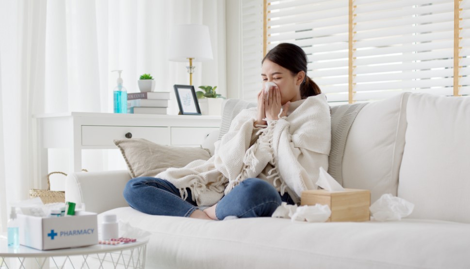 women suffering from common cold